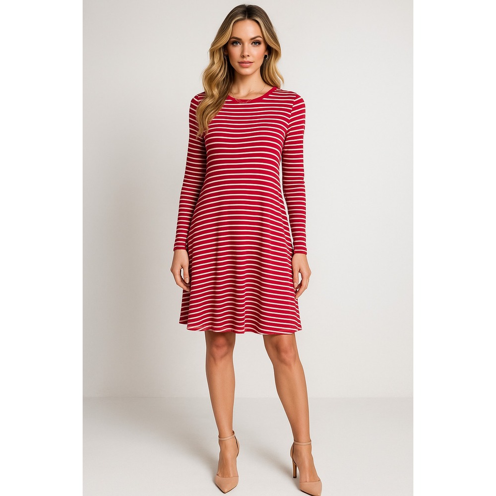 Old Navy Shirt‎ Dress Womens XLT Tall Red White Holiday Candy Cane Striped Tunic